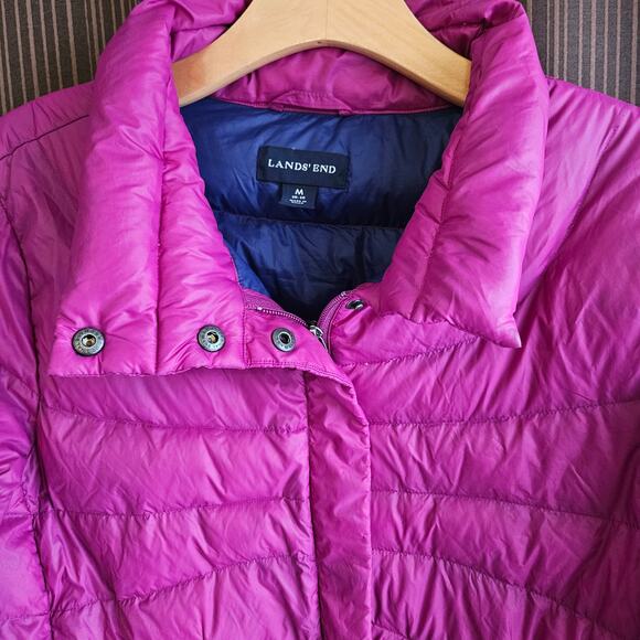 Lands End Jacket Womens M Pink Down Puffer Coat Lightweight Quilted Winter‎ - Picture 5 of 13